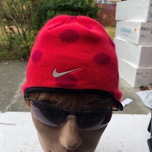 Nike Toddler Pink and Purple Polka Dot Beanie Size One